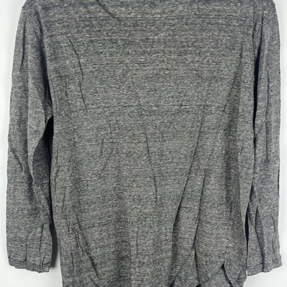 Massimo Dutti Top Blouse Size M Gray 3/4 Sleeve Crew Neck 100% Linen - Picture 6 of 9